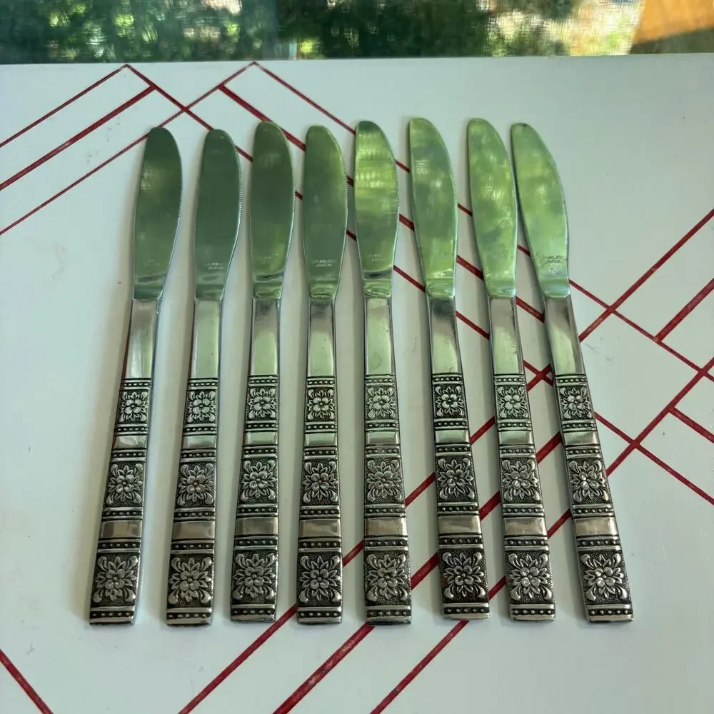 Title: Vintage Tremont MCM Floral Stainless Steel Flatware Set for 8 Japan 40pcs